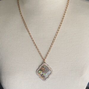 Iridescent Abalone & Rhinestone Necklace